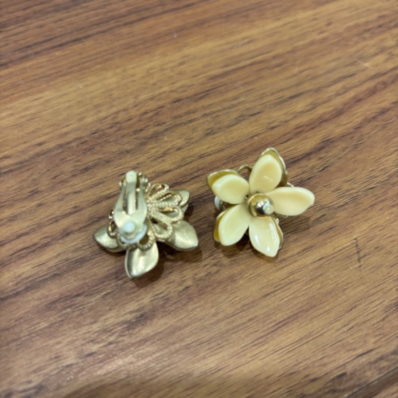 Flower Clip-On Earrings - Picture 2 of 2